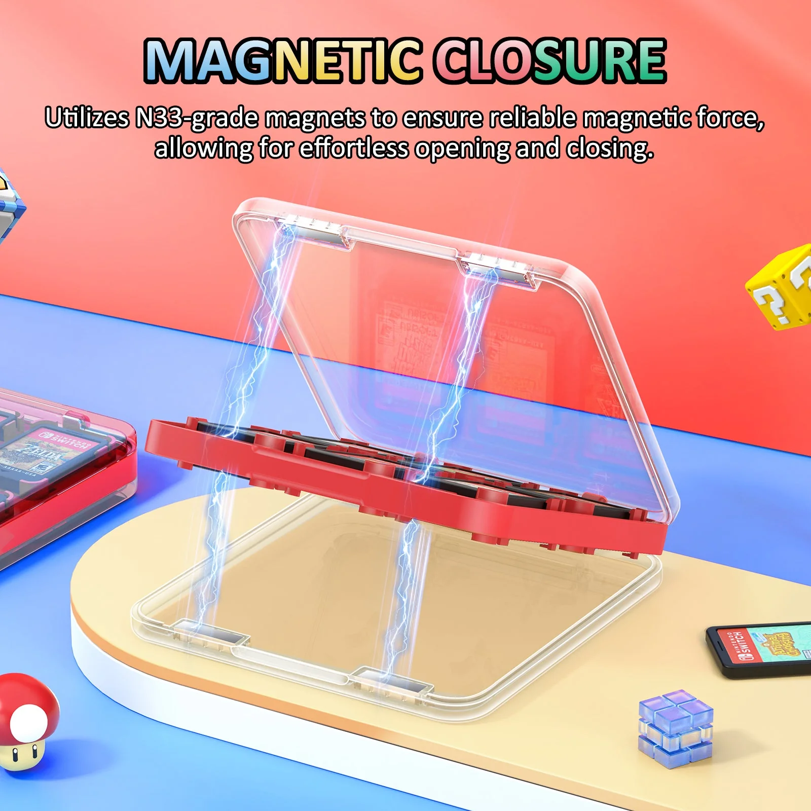 IINE Game Card Case for Nintendo Switch (Transparent Red) (L1016) - Image 2
