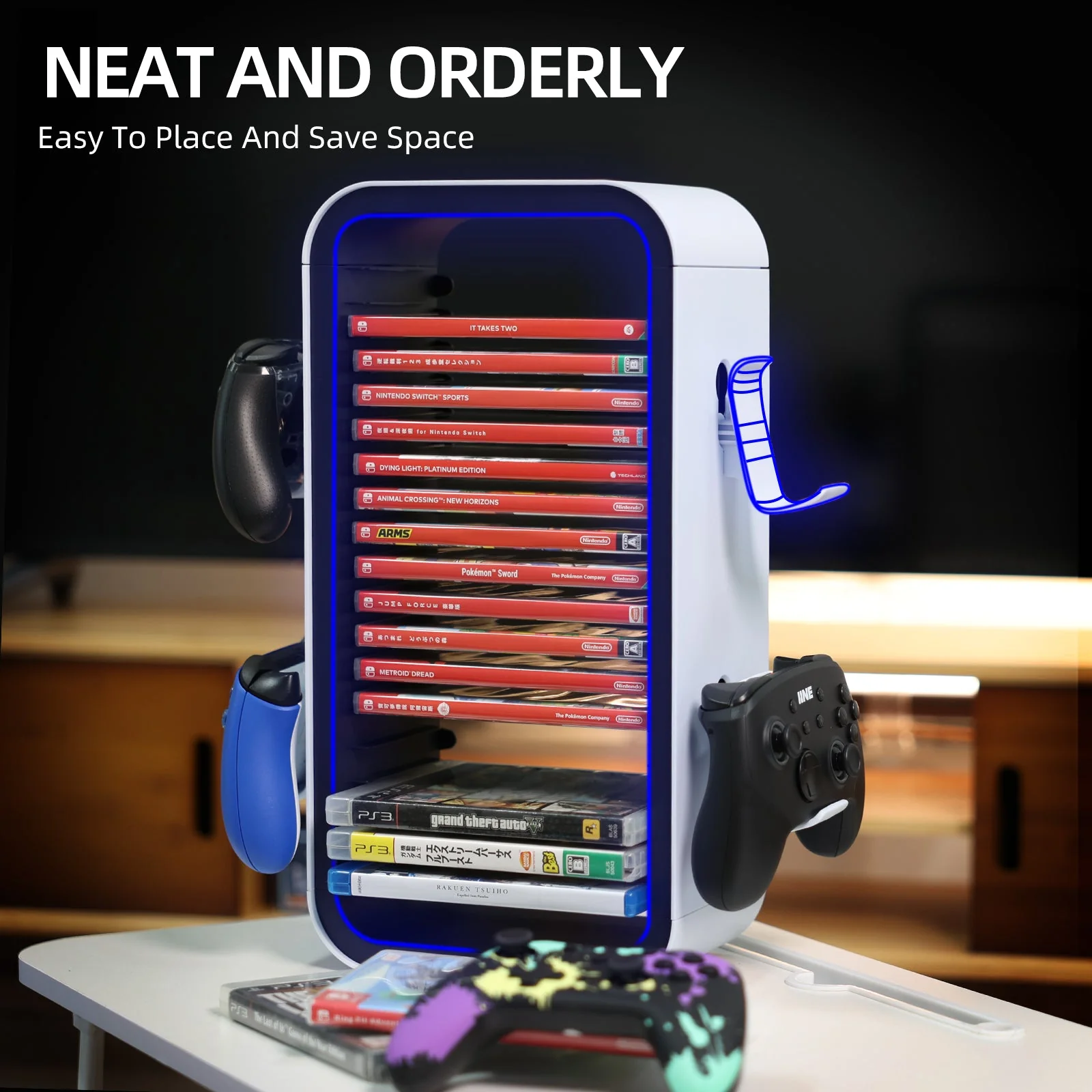 IINE Game Storage Rack For PS/Xbox/Switch (Pink) (L867) - Image 4