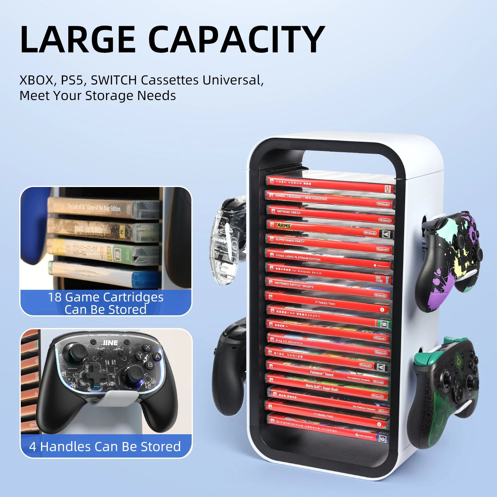 IINE Game Storage Rack For PS/Xbox/Switch (Pink) (L867) - Image 5