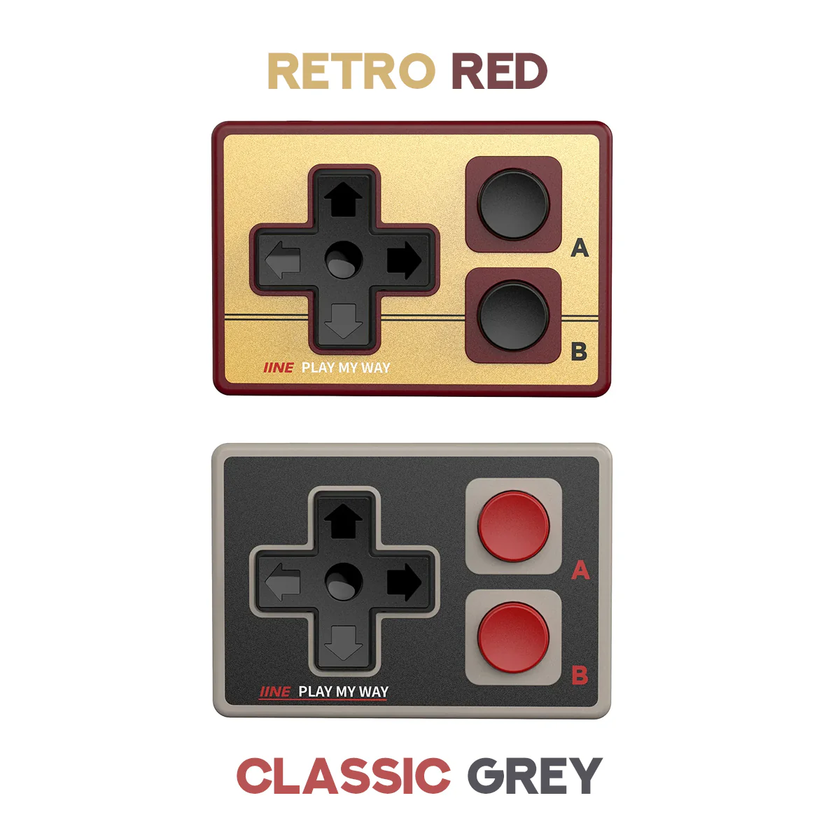 IINE Gamebrick Mini Retro Controller (Classic Grey, Retro Red) (L1161, L1162)