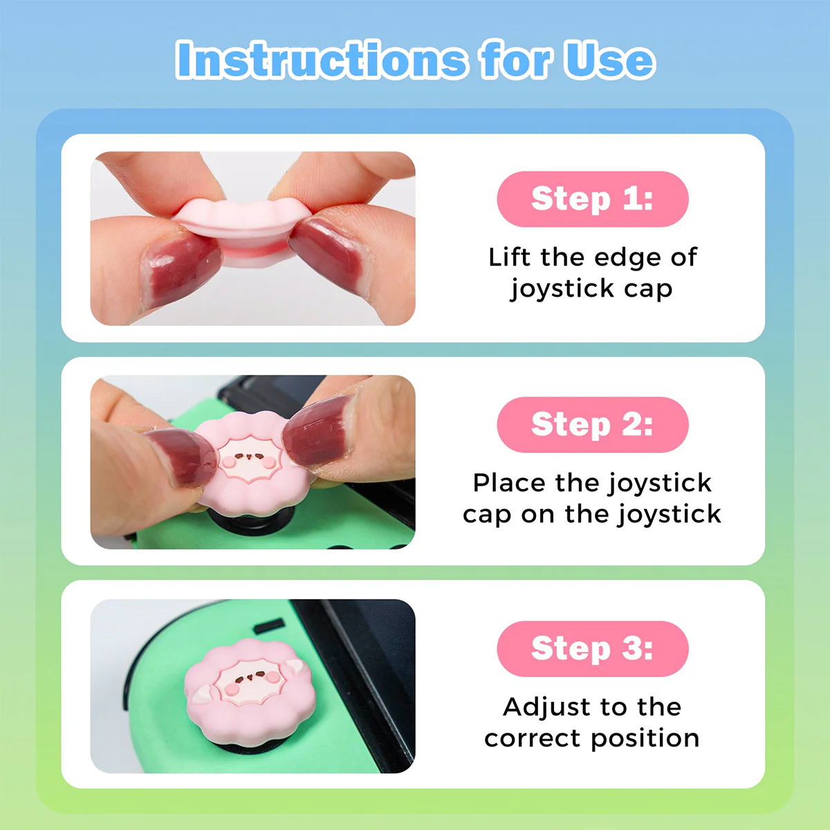 IINE Happy Cloud Smiling Flower Silicone Joy-Stick Caps for Switch Joy-Con (L1015) - Image 4