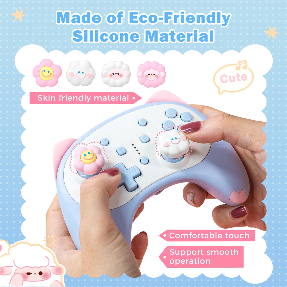 IINE Happy Cloud Smiling Flower Silicone Joy-Stick Caps for Switch Joy-Con (L1015) - Image 6