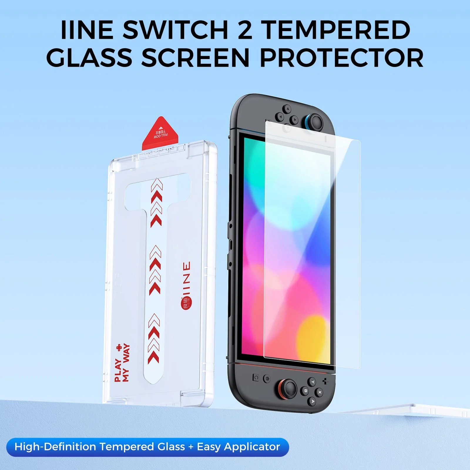 IINE High Transparency Tempered Glass 2-Pack with Dust-Removal Box for Nintendo Switch 2 (L1136) - Image 3