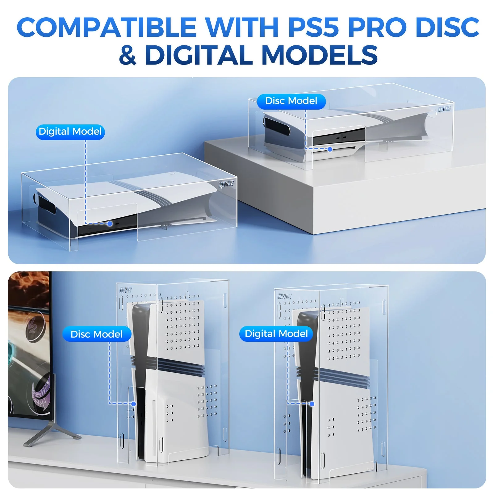 IINE Horizontal Acrylic Dust Cover for PS5 Pro (L1057) - Image 5