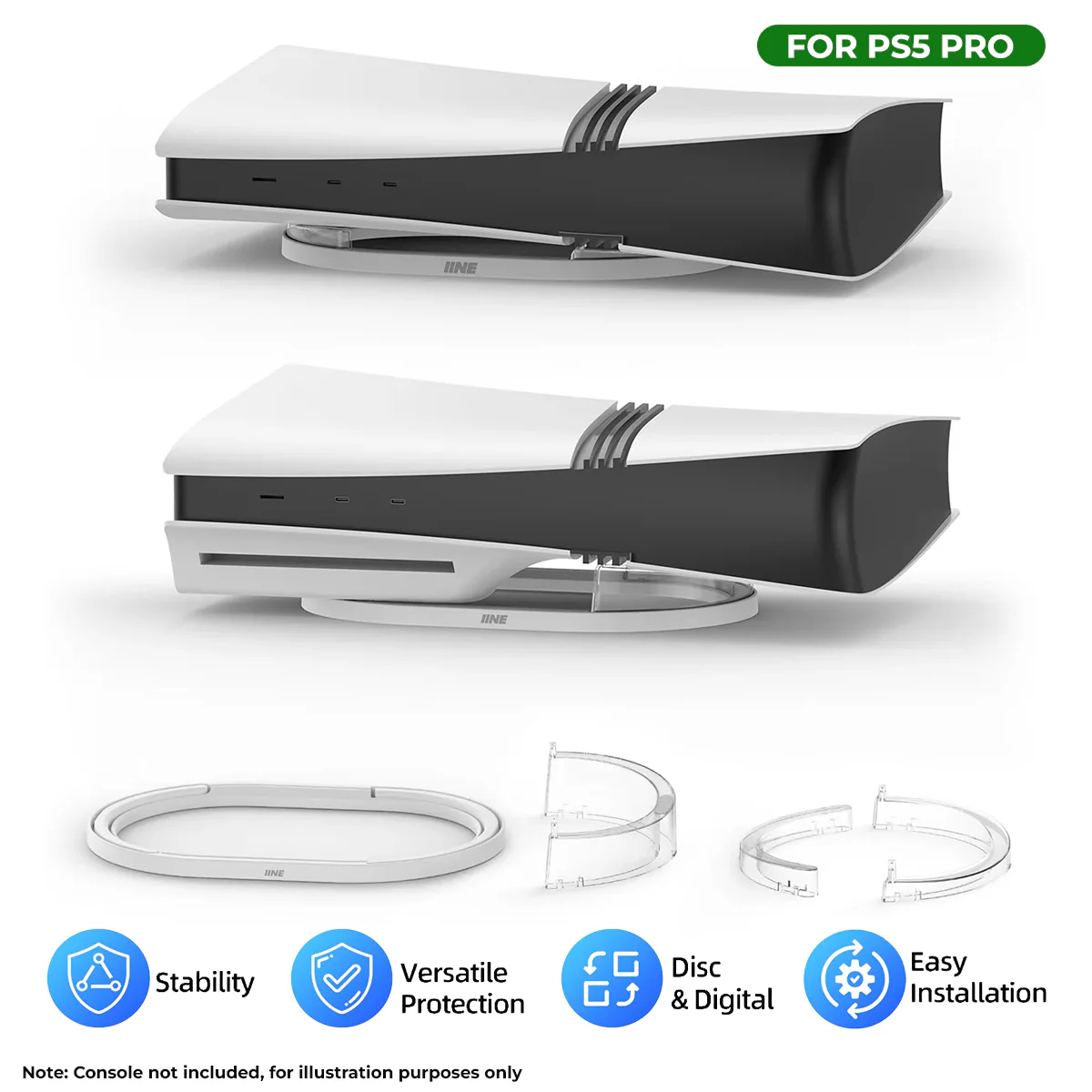 IINE Horizontal Stand for PS5 Pro (Transparent) (L1107)