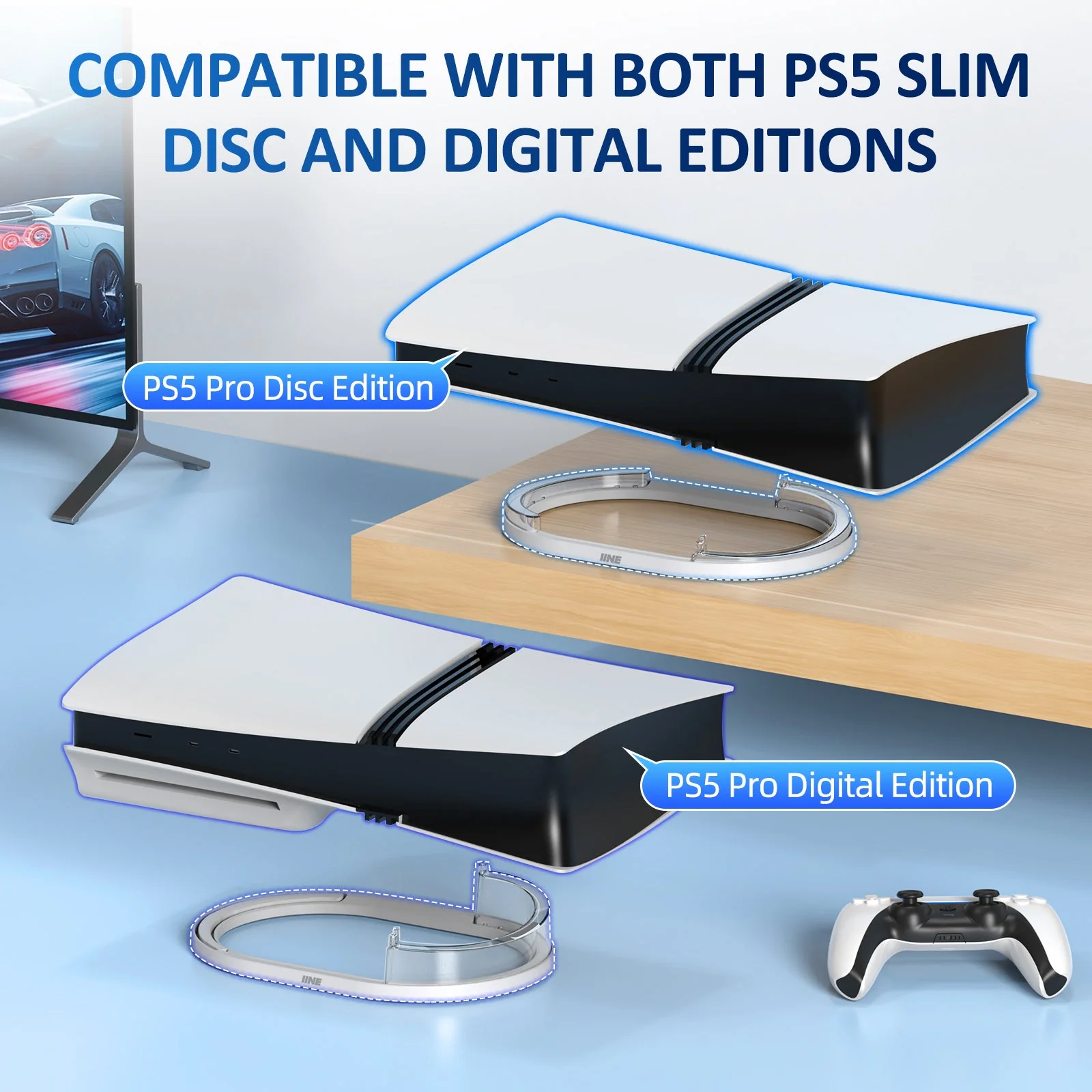 IINE Horizontal Stand for PS5 Pro (Transparent) (L1107) - Image 5