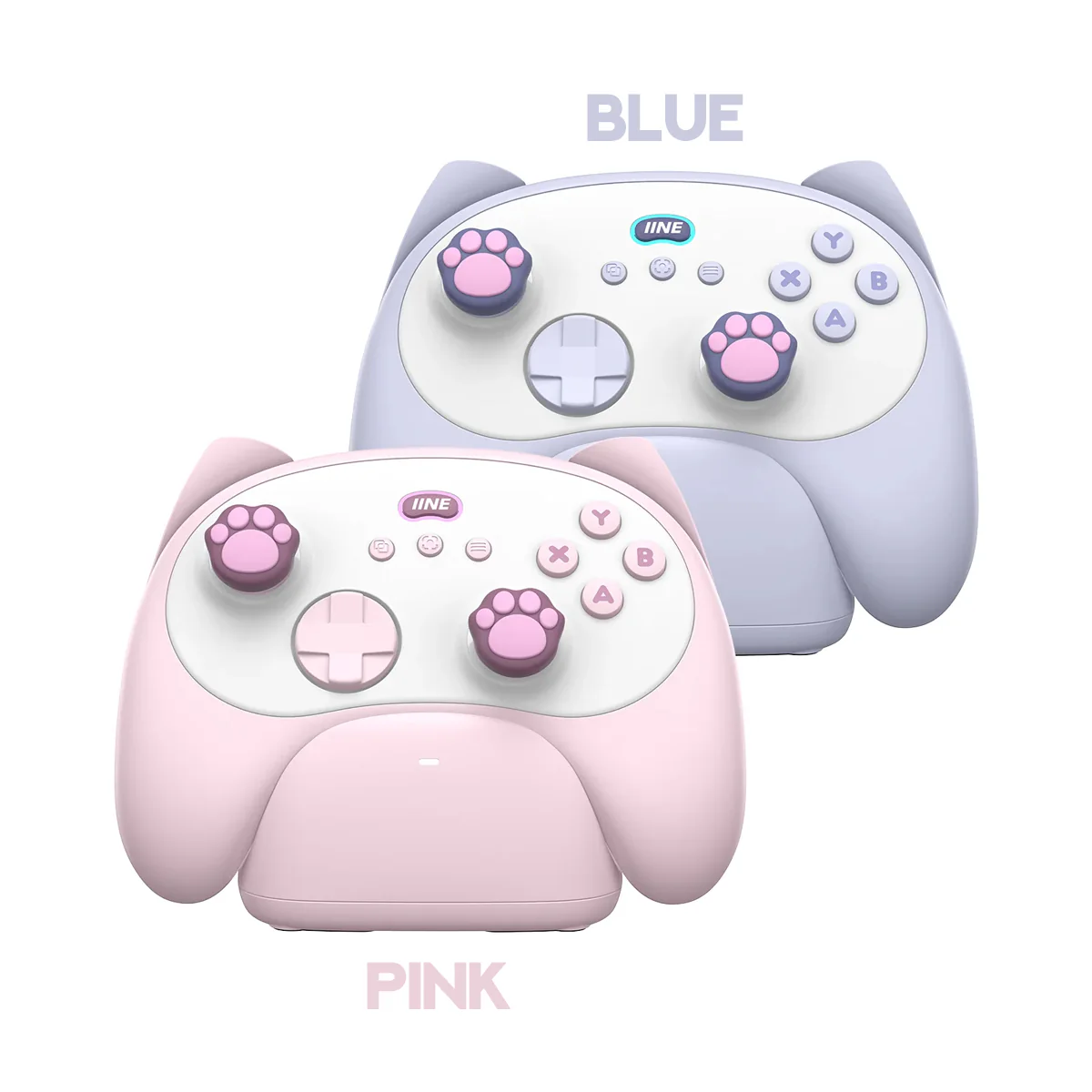IINE Meow Kitten Controller with Tail Charging Dock for PC / Nintendo Switch (Blue, Pink) (L1049, L1050)