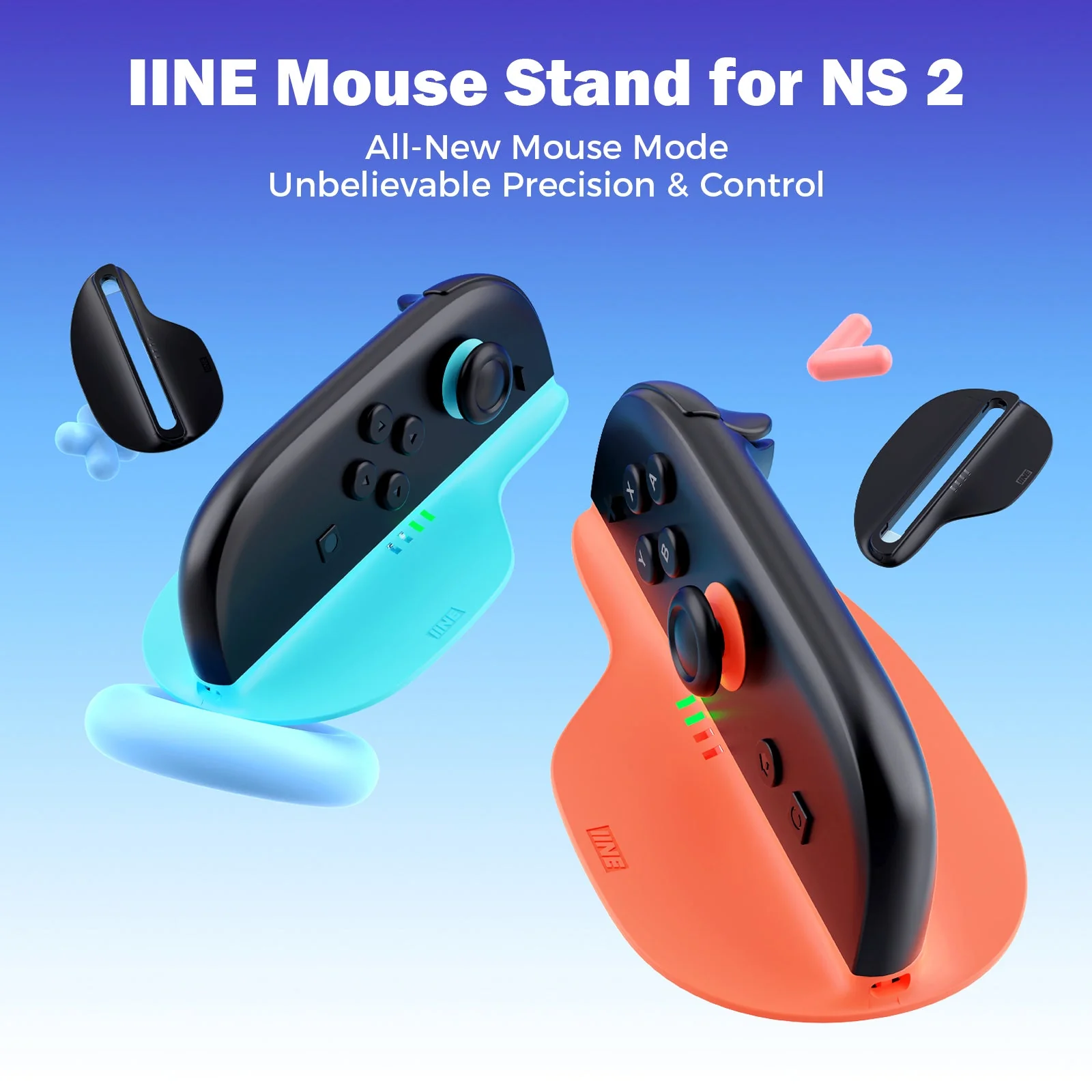 IINE Mouse Stand for Nintendo Switch 2 (Black, Blue/Orange) - Image 2