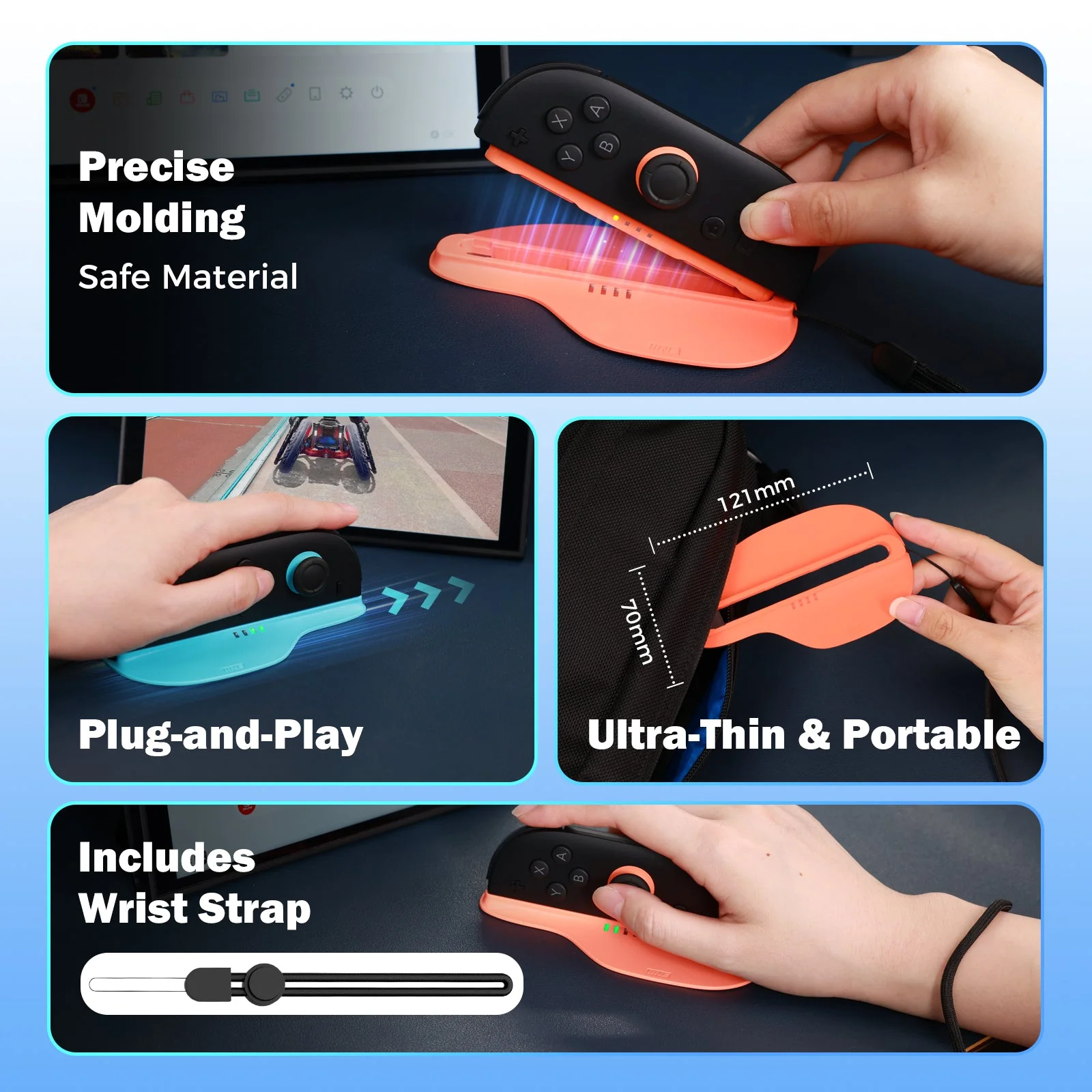 IINE Mouse Stand for Nintendo Switch 2 (Black, Blue/Orange) - Image 3