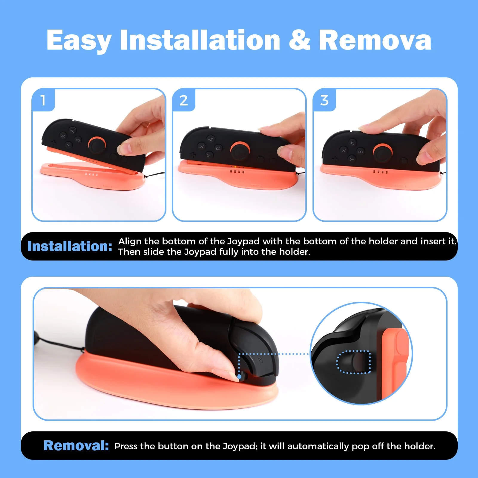 IINE Mouse Stand for Nintendo Switch 2 (Black, Blue/Orange) - Image 8