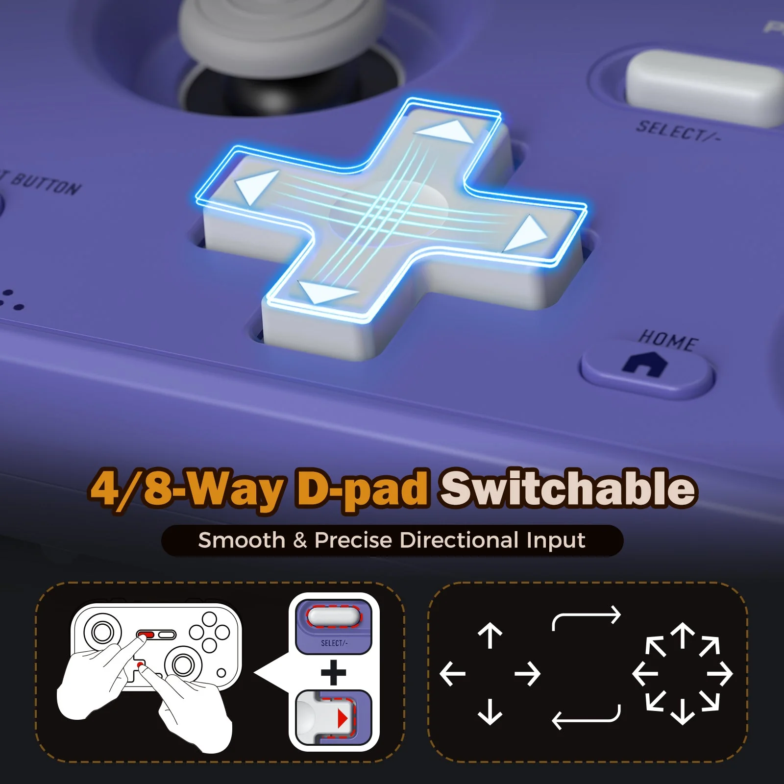 IINE Palm-Sized Retro Chronos Controller for Nintendo Switch (Grey, Purple) (L1194, L1195) - Image 8