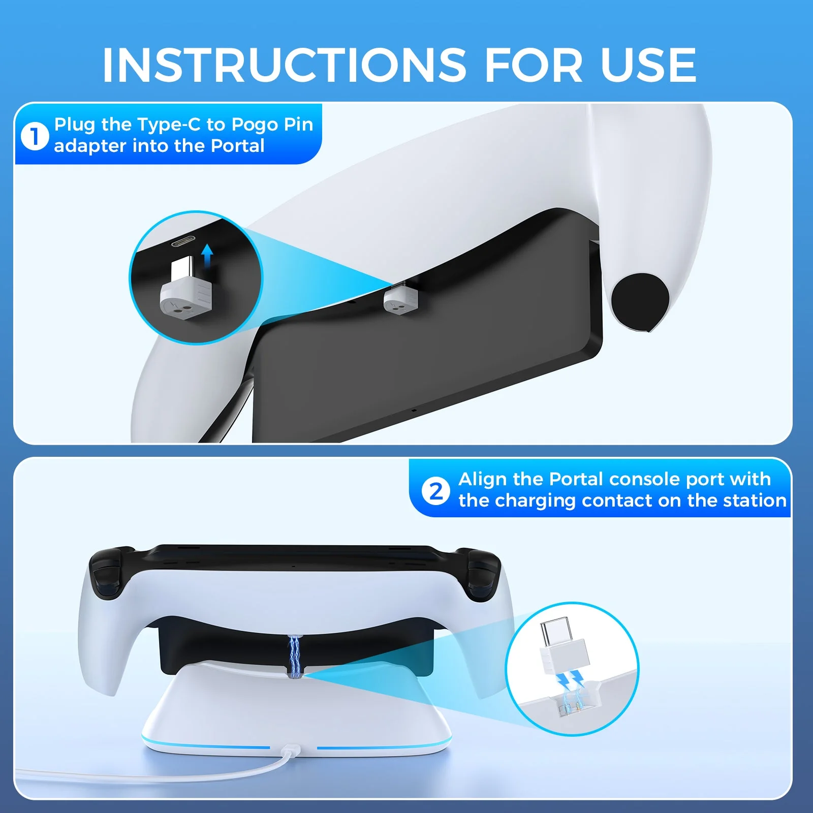 IINE Pin-Based Contact Charging Station for Playstation Portal (Black, White) (L1004, L1005) - Image 10