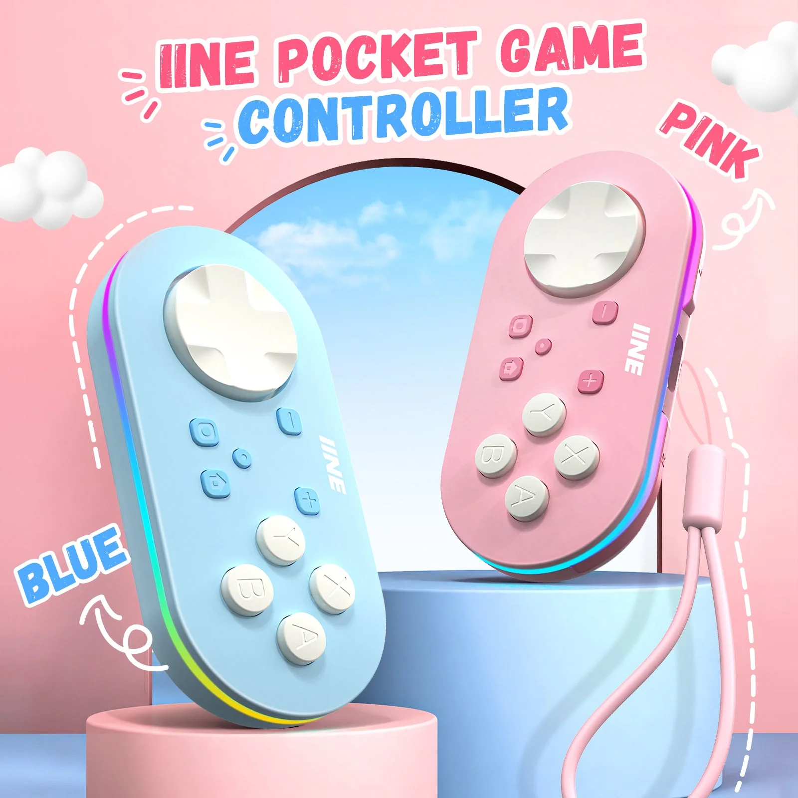 IINE Pocket Game Controller (Pink, Blue) - Image 5