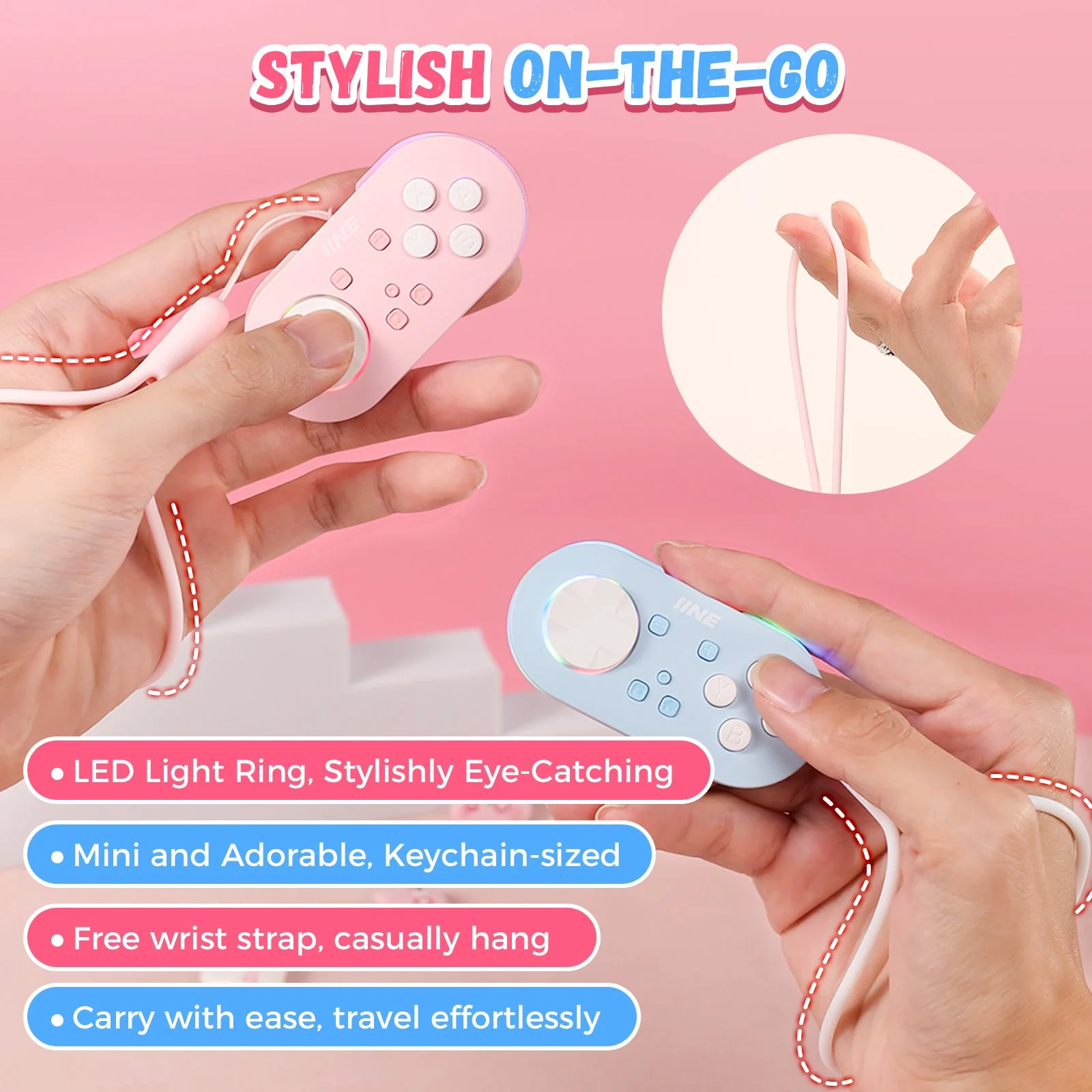 IINE Pocket Game Controller (Pink, Blue) - Image 7
