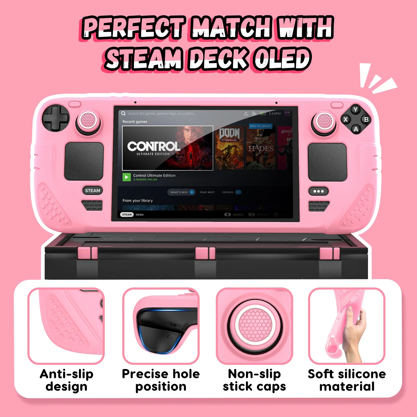 IINE Protective Case Set for Steam Deck OLED (Pink, Black) - Image 10
