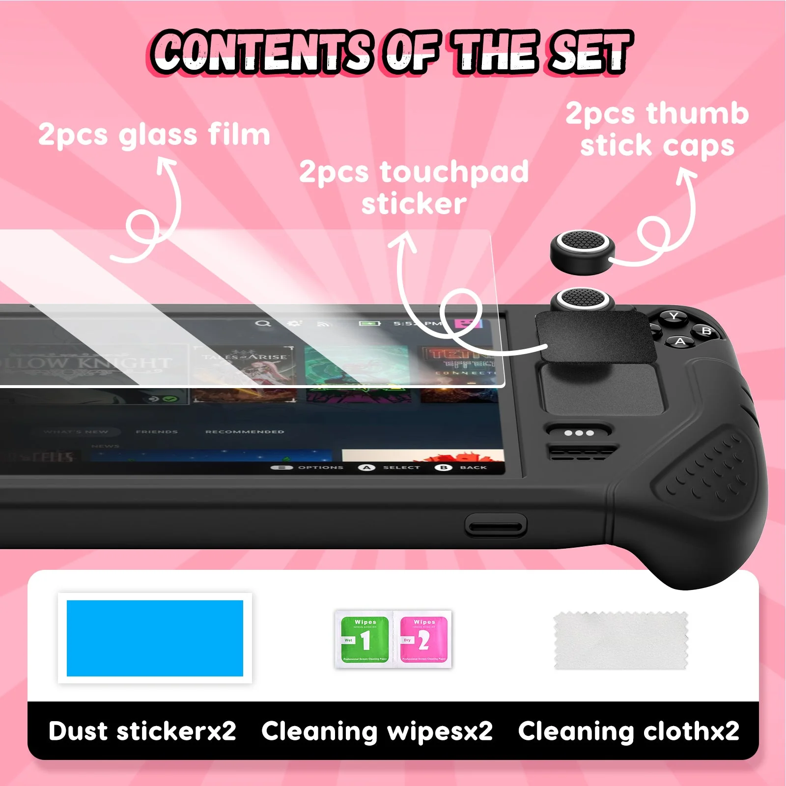 IINE Protective Case Set for Steam Deck OLED (Pink, Black) - Image 11