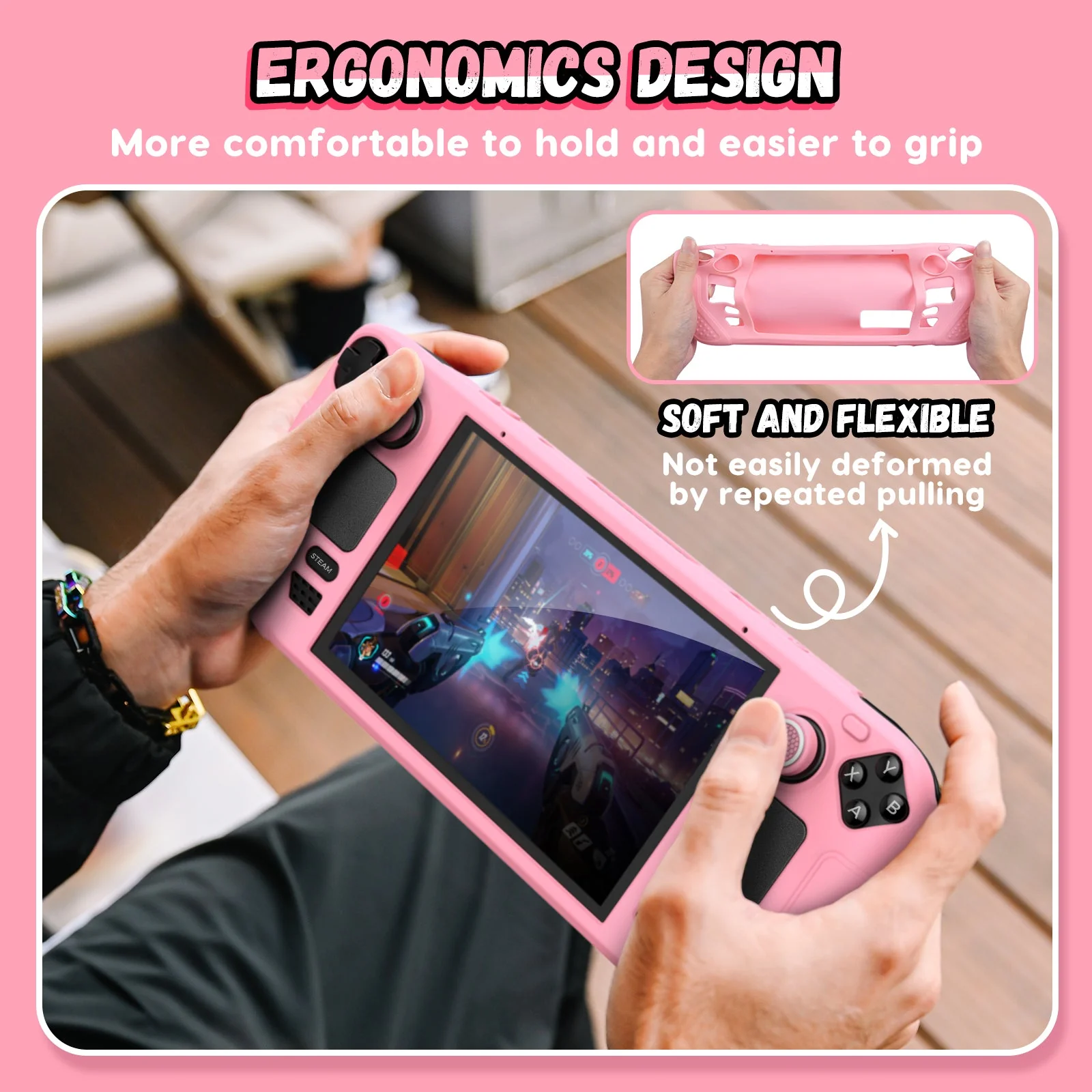 IINE Protective Case Set for Steam Deck OLED (Pink, Black) - Image 12