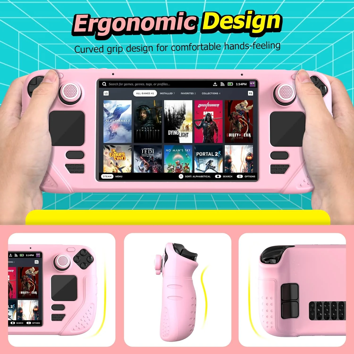 IINE Protective Case Set for Steam Deck OLED (Pink, Black) - Image 7