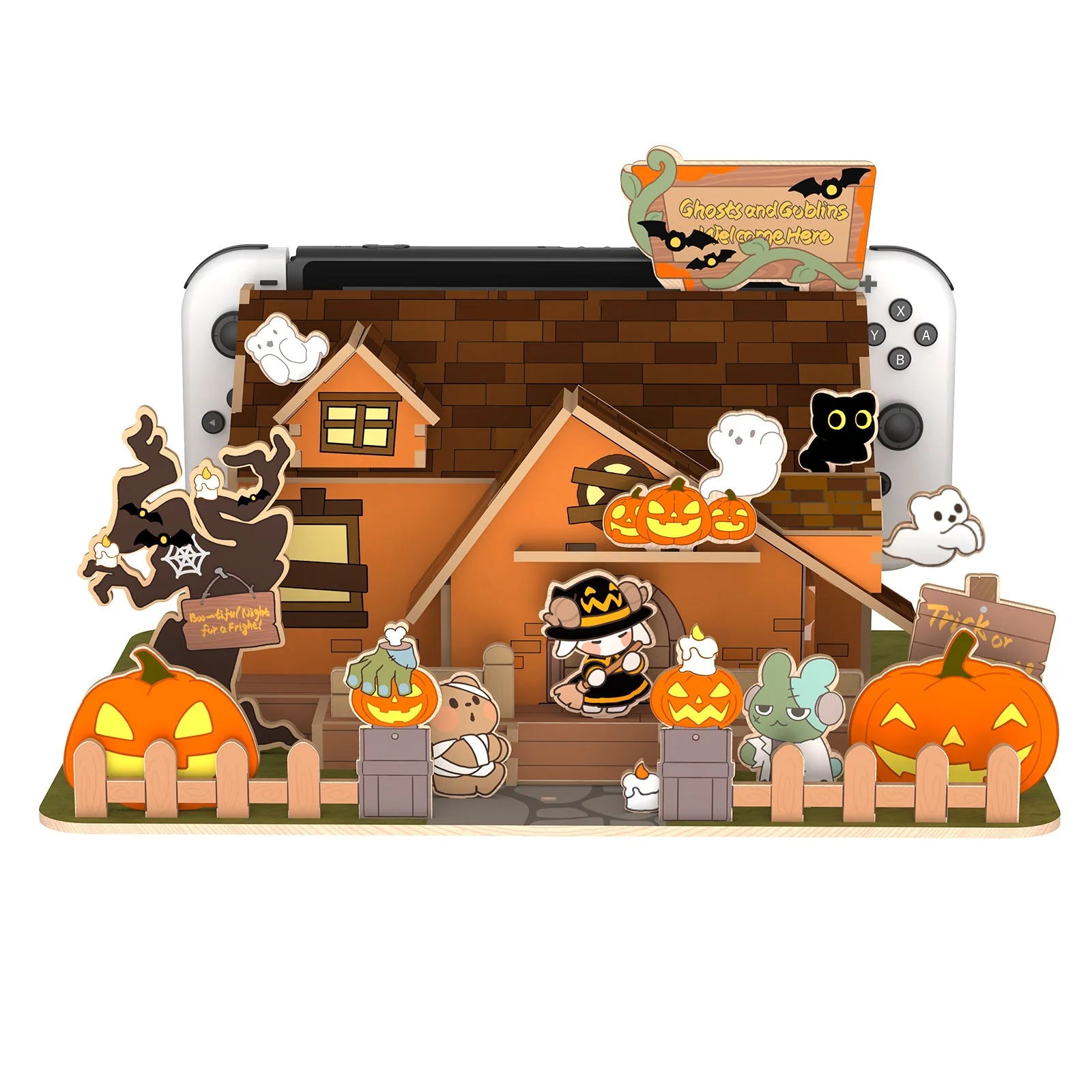 IINE Pumpkin Ghost House Faceplate Cover for Nintendo Switch / Nintendo Switch OLED Dock (L1046) - Image 2