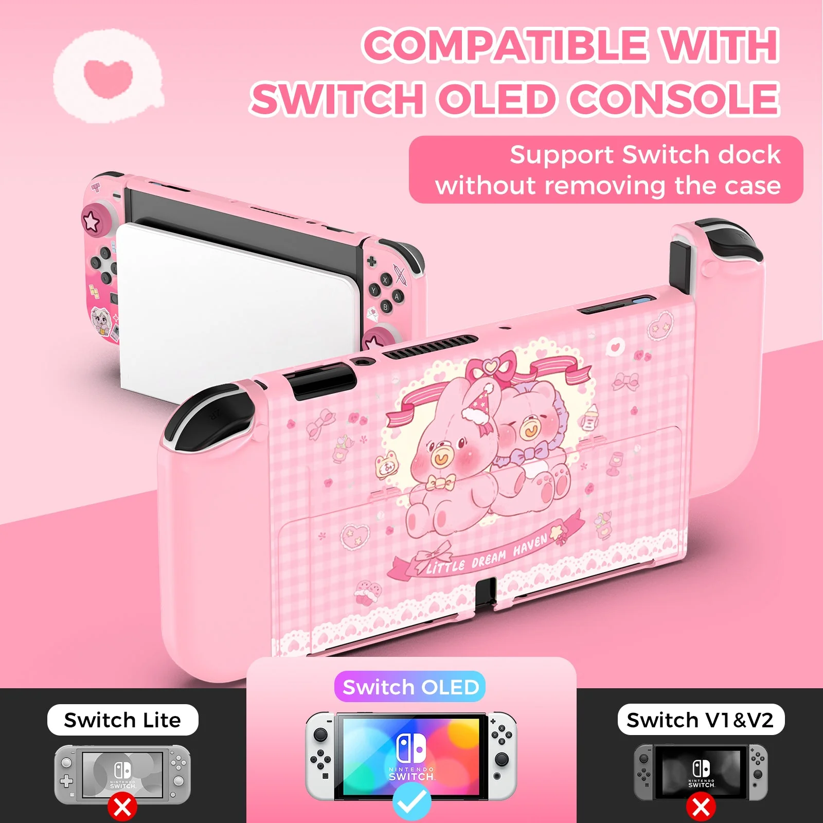 IINE Rabbit Bear Baby Protective Case for Nintendo Switch OLED (L1011) - Image 2