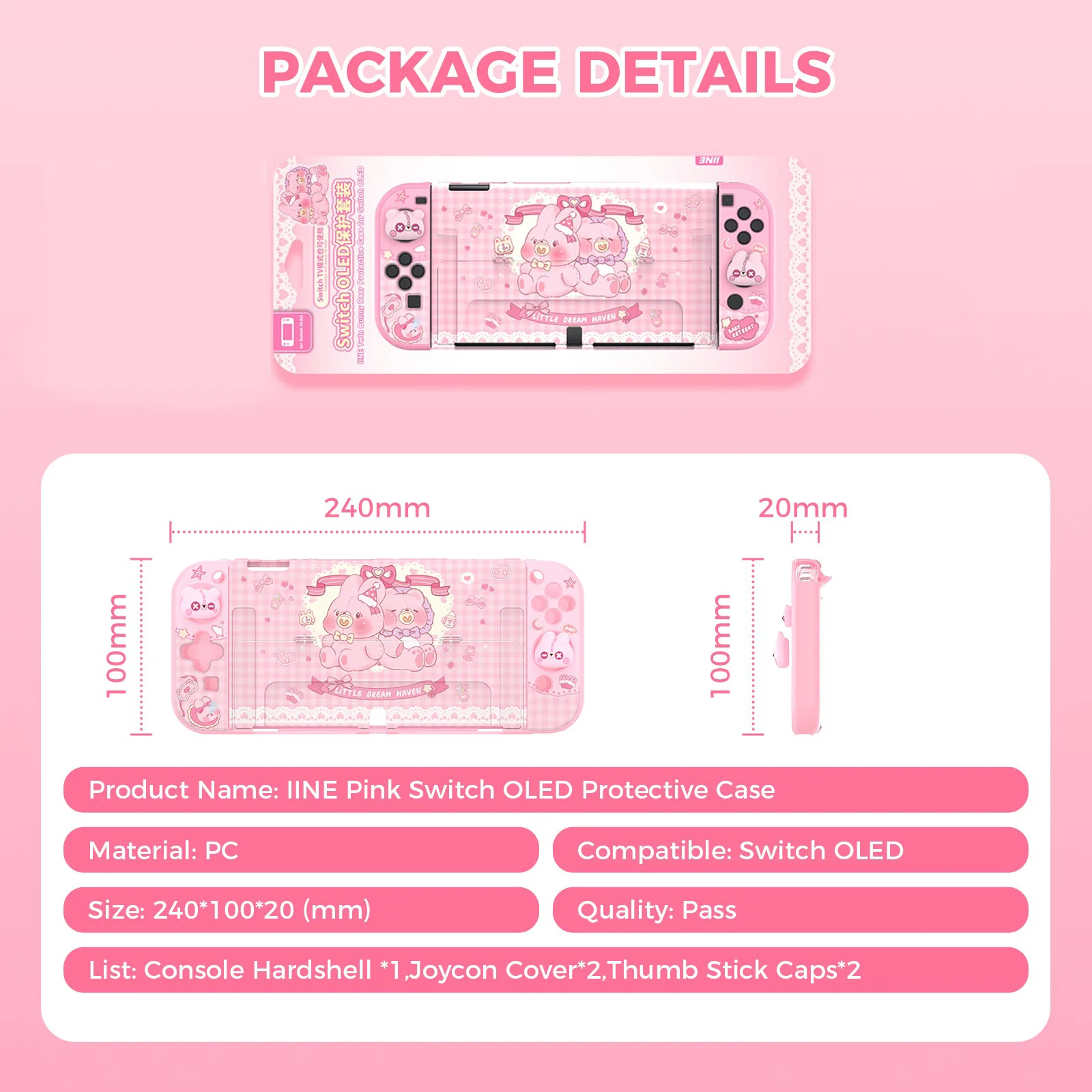 IINE Rabbit Bear Baby Protective Case for Nintendo Switch OLED (L1011) - Image 6