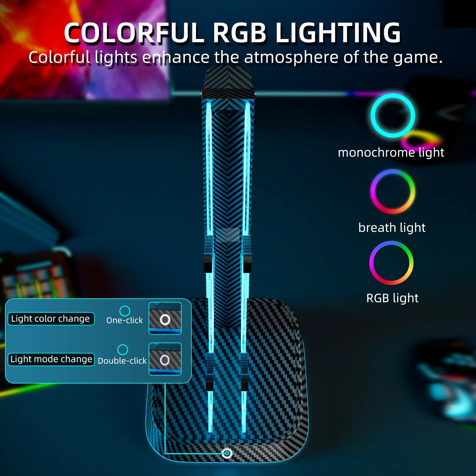 IINE RGB Universal Dual Controller Headset Holder Stand For N-Switch / Xbox / PS5 (Black) (L921) - Image 4