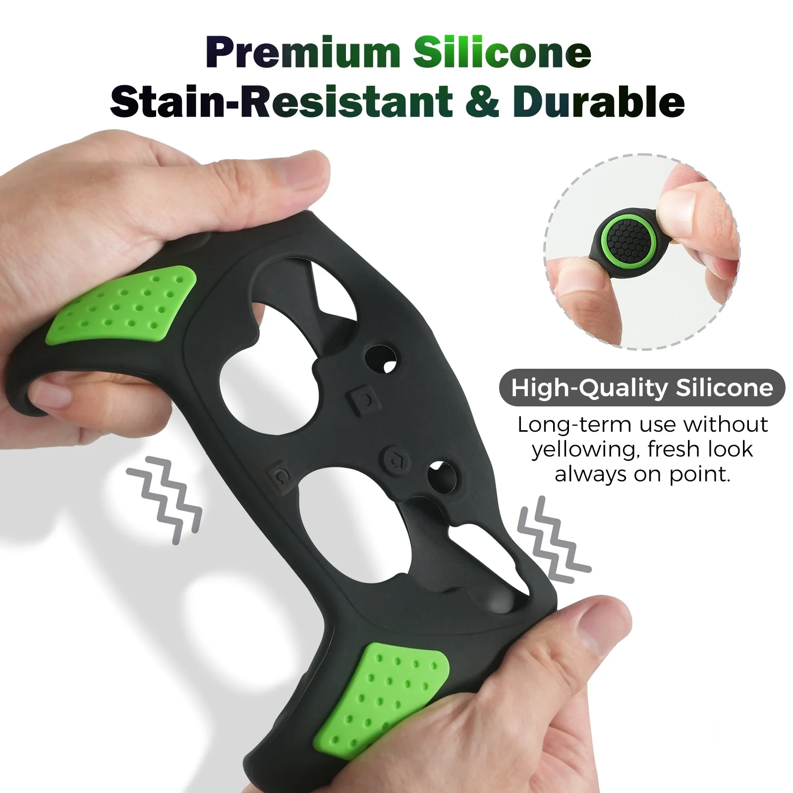 IINE Silicone Cover for Nintendo Switch 2 Pro Controller (Black, Black/Green) - Image 4