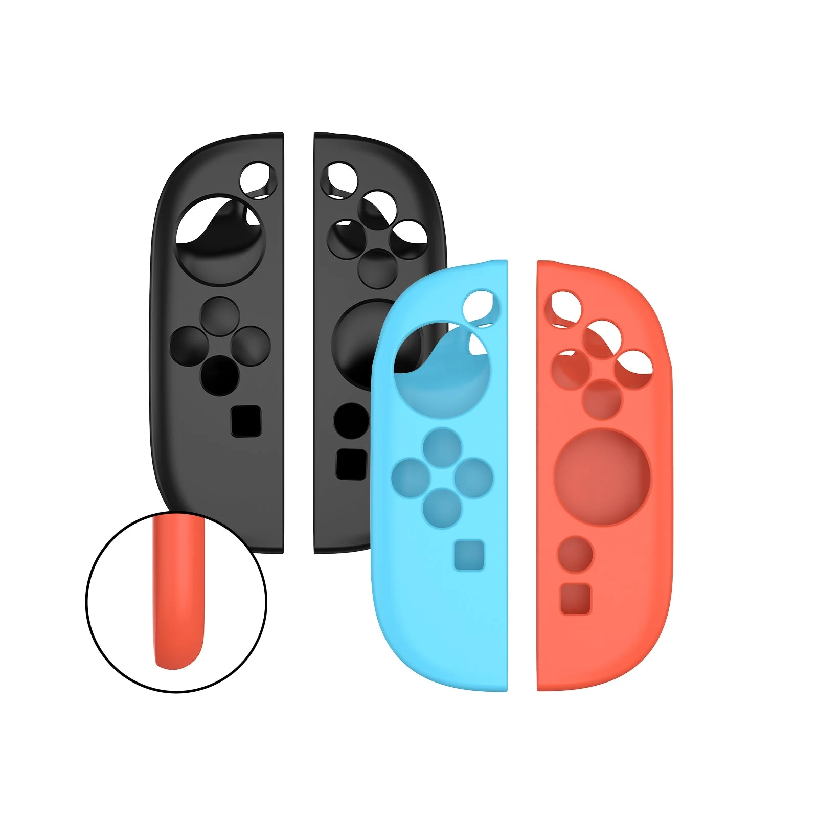 IINE Silicone Protective Case for Nintendo Switch 2 Joy-Con (Black, Orange/Blue) (L1088, L1089) - Image 2
