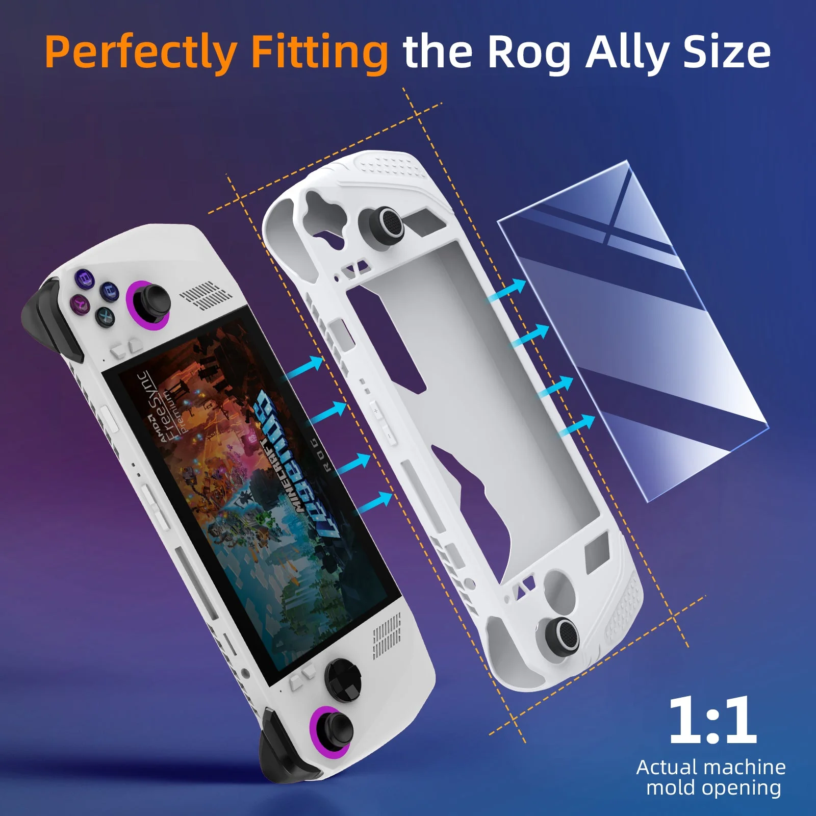 IINE Silicone Protective Case For ROG Ally (Pink, Grey) - Image 6