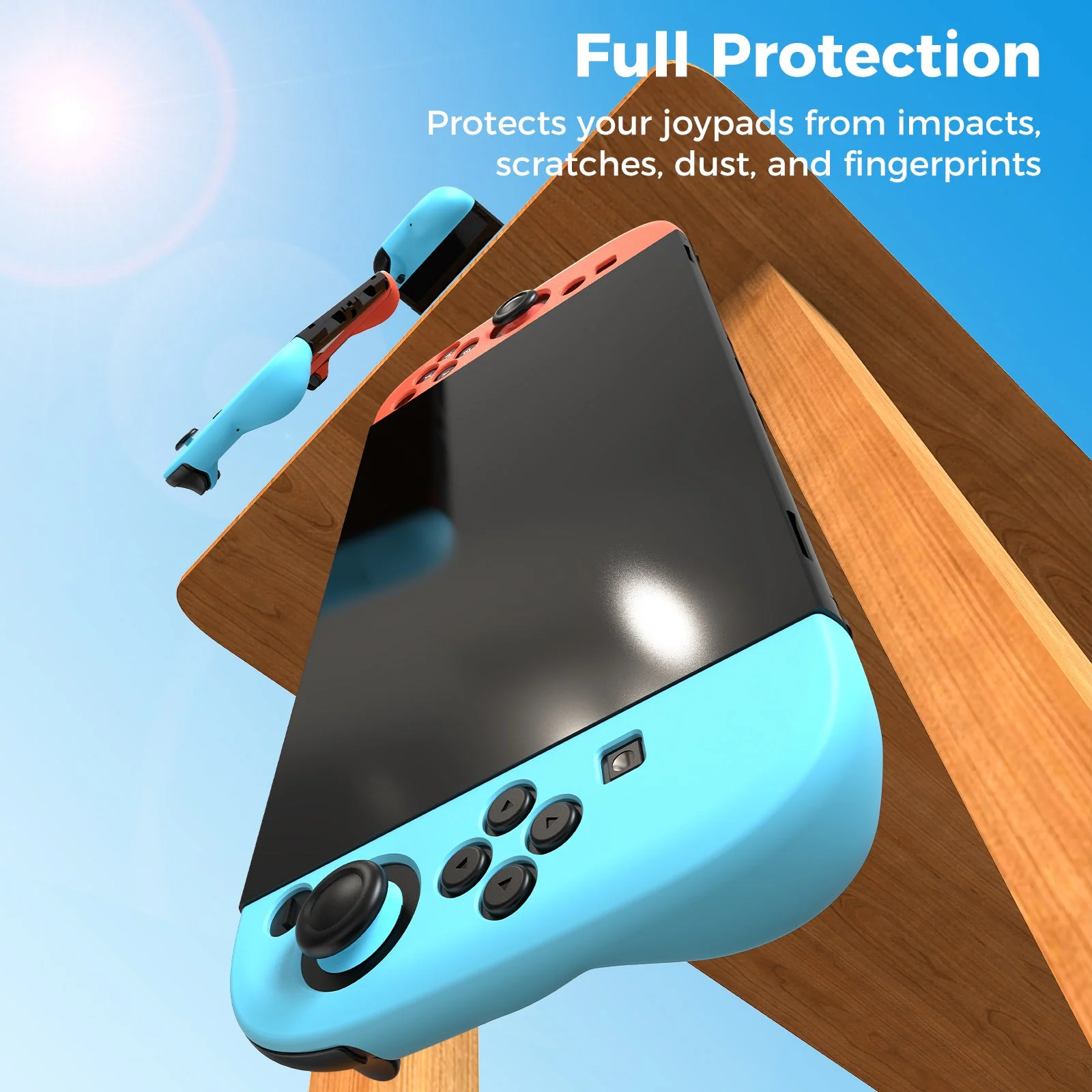 IINE Silicone Protective Case with Raised Back for Nintendo Switch 2 Joy-Con (Black, Orange/Blue) (L1086, L1087) - Image 2
