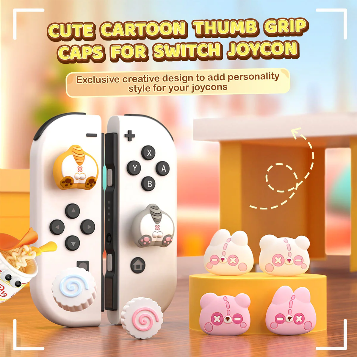 IINE Silicone Thumb Grip Caps For N-Switch (Bunny and Bear, Kamaboko, Feline Fanny) - Image 5