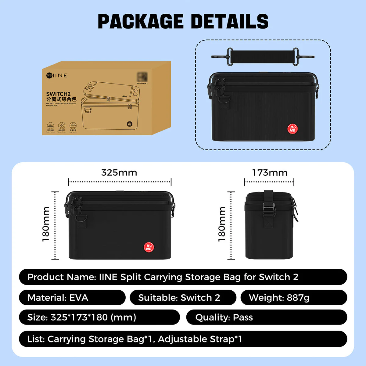 IINE Split Carrying Storage Bag for Nintendo Switch 2 (Black) (L1075) - Image 5