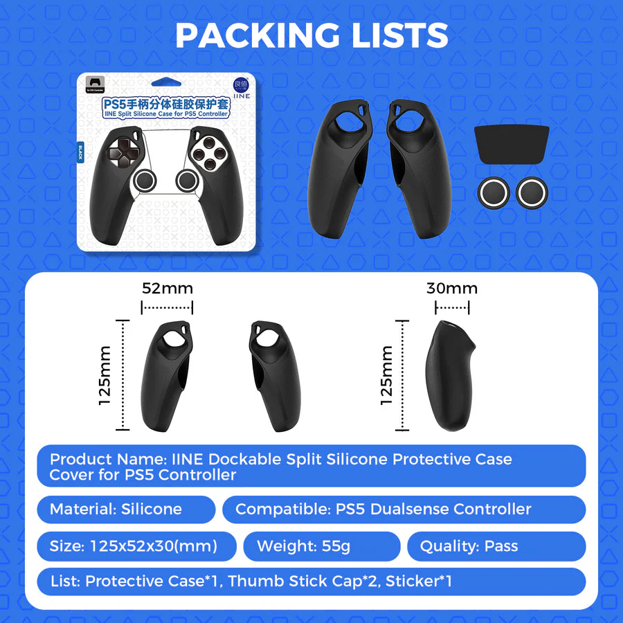 IINE Split Silicone Case Cover for PS5 Controller (Black) (L1055) - Image 2