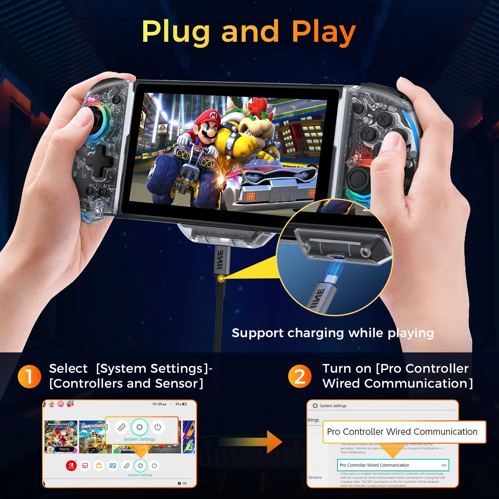 IINE Switch Handheld One Piece Joypad Controller For N-Switch / N-Switch OLED (Transparent) (L744) - Image 3