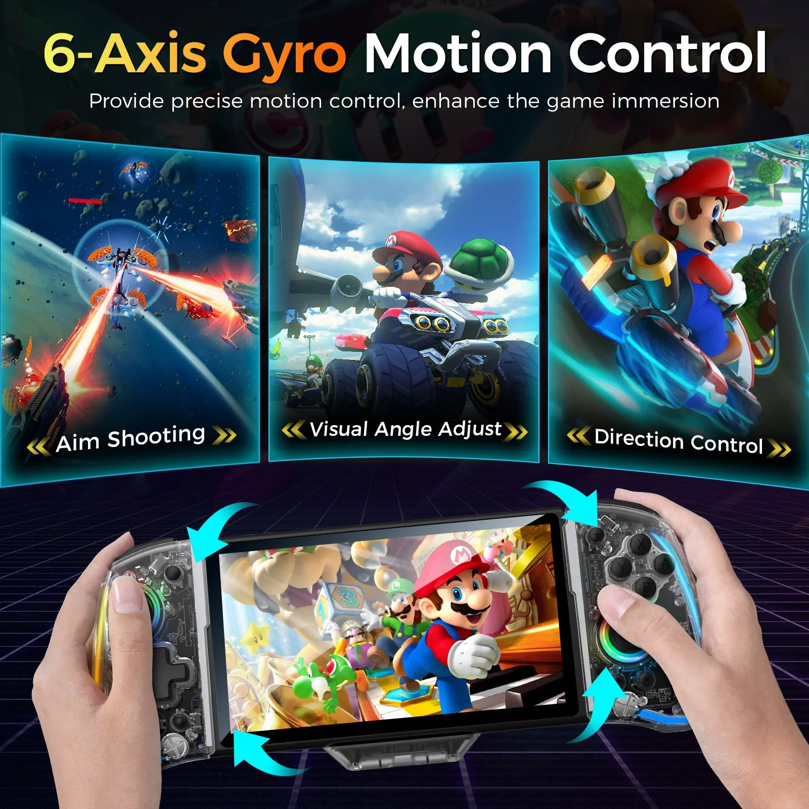 IINE Switch Handheld One Piece Joypad Controller For N-Switch / N-Switch OLED (Transparent) (L744) - Image 4