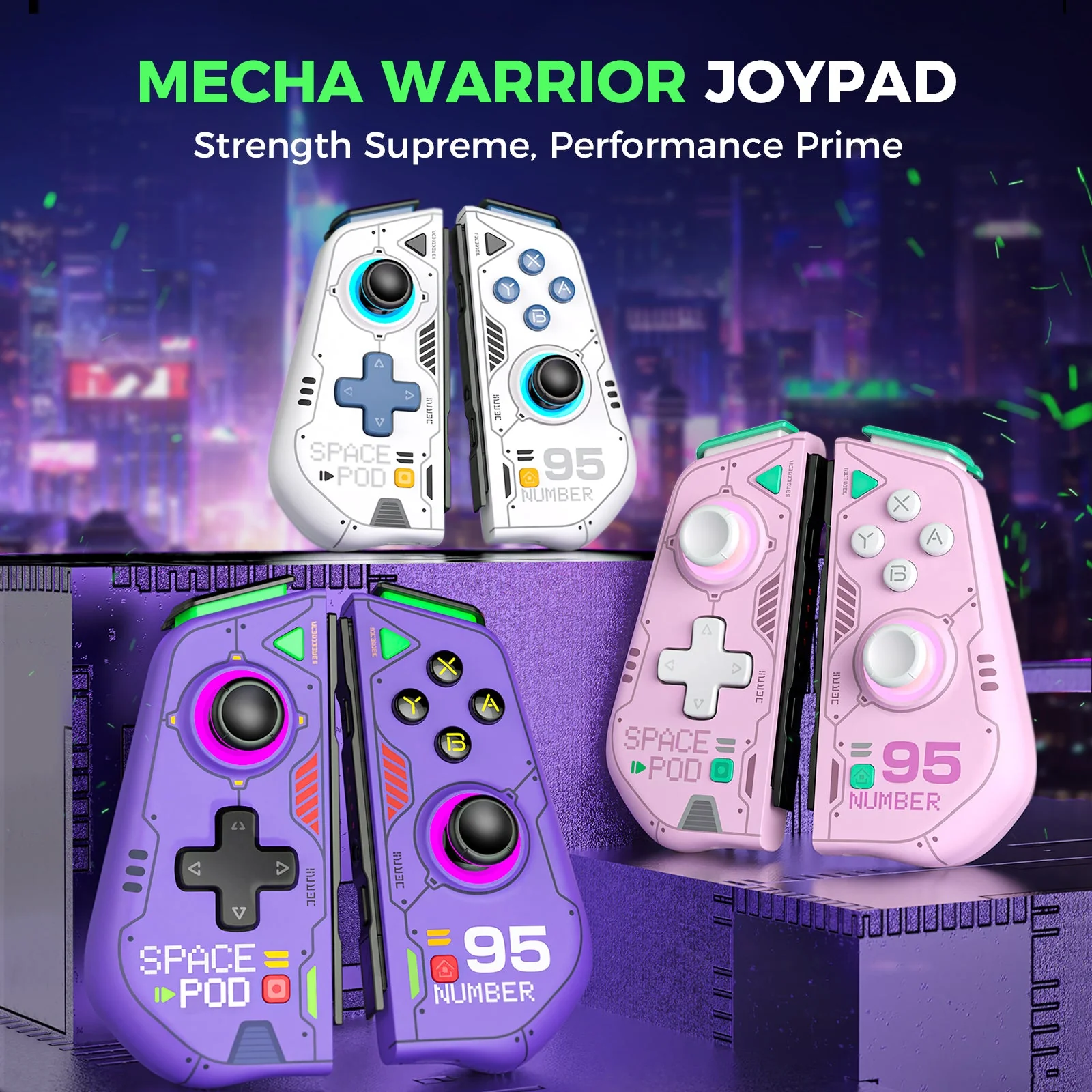 IINE Switch Left and Right Controller (Mecha Purple, Mecha Pink, Mecha White) - Image 2