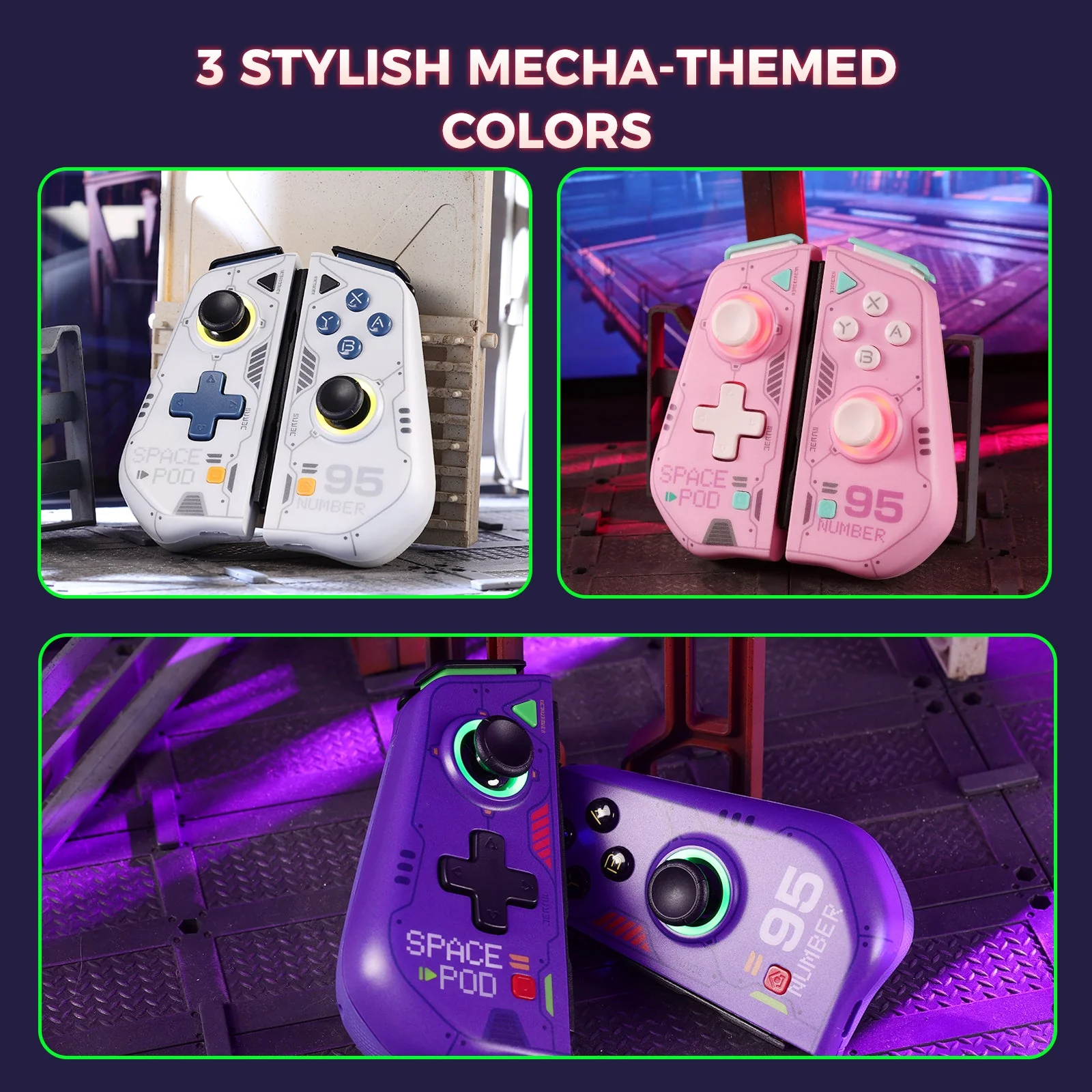 IINE Switch Left and Right Controller (Mecha Purple, Mecha Pink, Mecha White) - Image 3