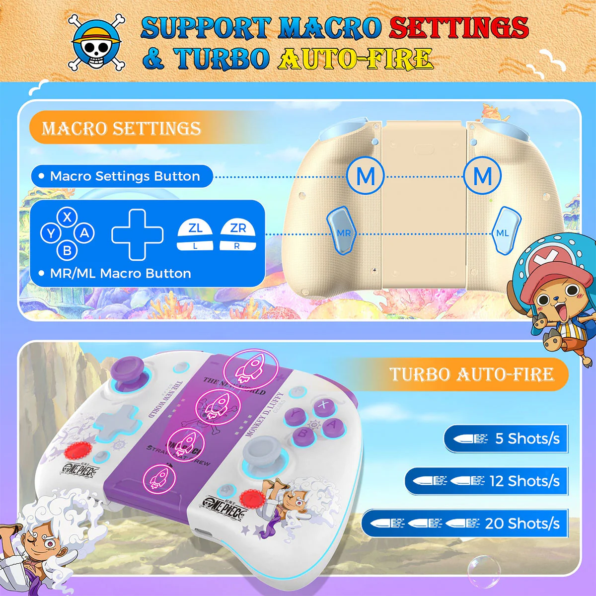 IINE Switch Left and Right Controller Luffy + Storage Bag for Switch Lite/ Switch/ Switch OLED (Luffy) Bundle (L944) - Image 3