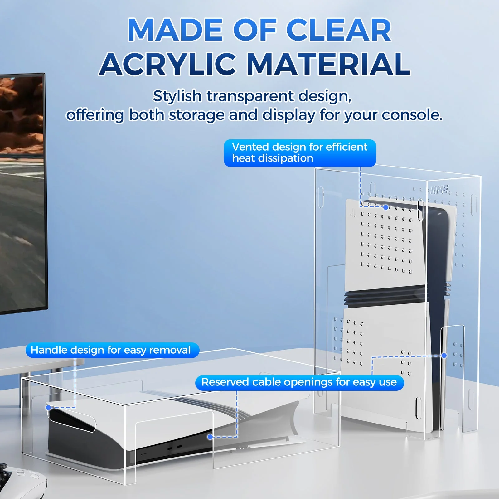 IINE Vertical Acrylic Dust Cover for PS5 Pro (L1058) - Image 3