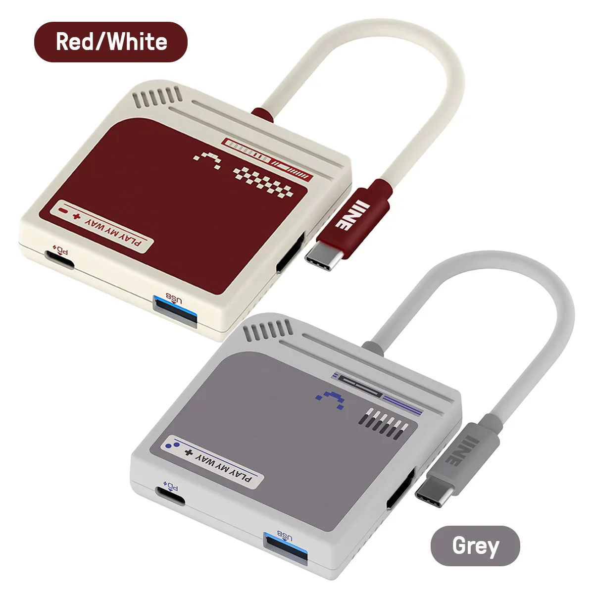 IINE Video Converter 3-in-1 HD Resolution Conversion for Switch 4K/ 30Hz (Red/White, Grey)