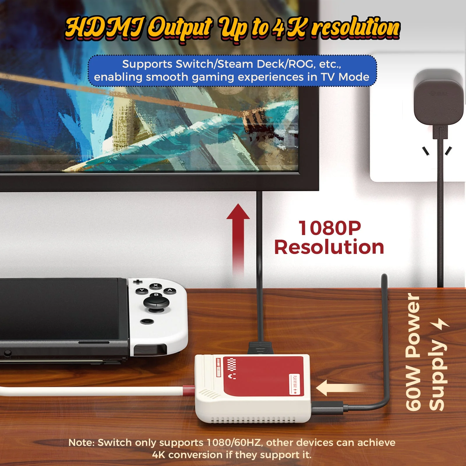 IINE Video Converter 3-in-1 HD Resolution Conversion for Switch 4K/ 30Hz (Red/White, Grey) - Image 8