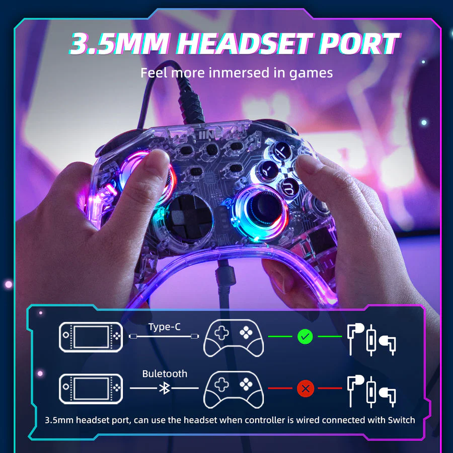 IINE Wireless Controller Transparent For Switch / Switch OLED (L775) - Image 5