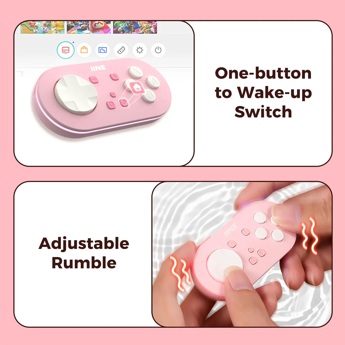 IINE Wireless Mini Controller with Suction Cup Cover (Pink, Blue) - Image 10