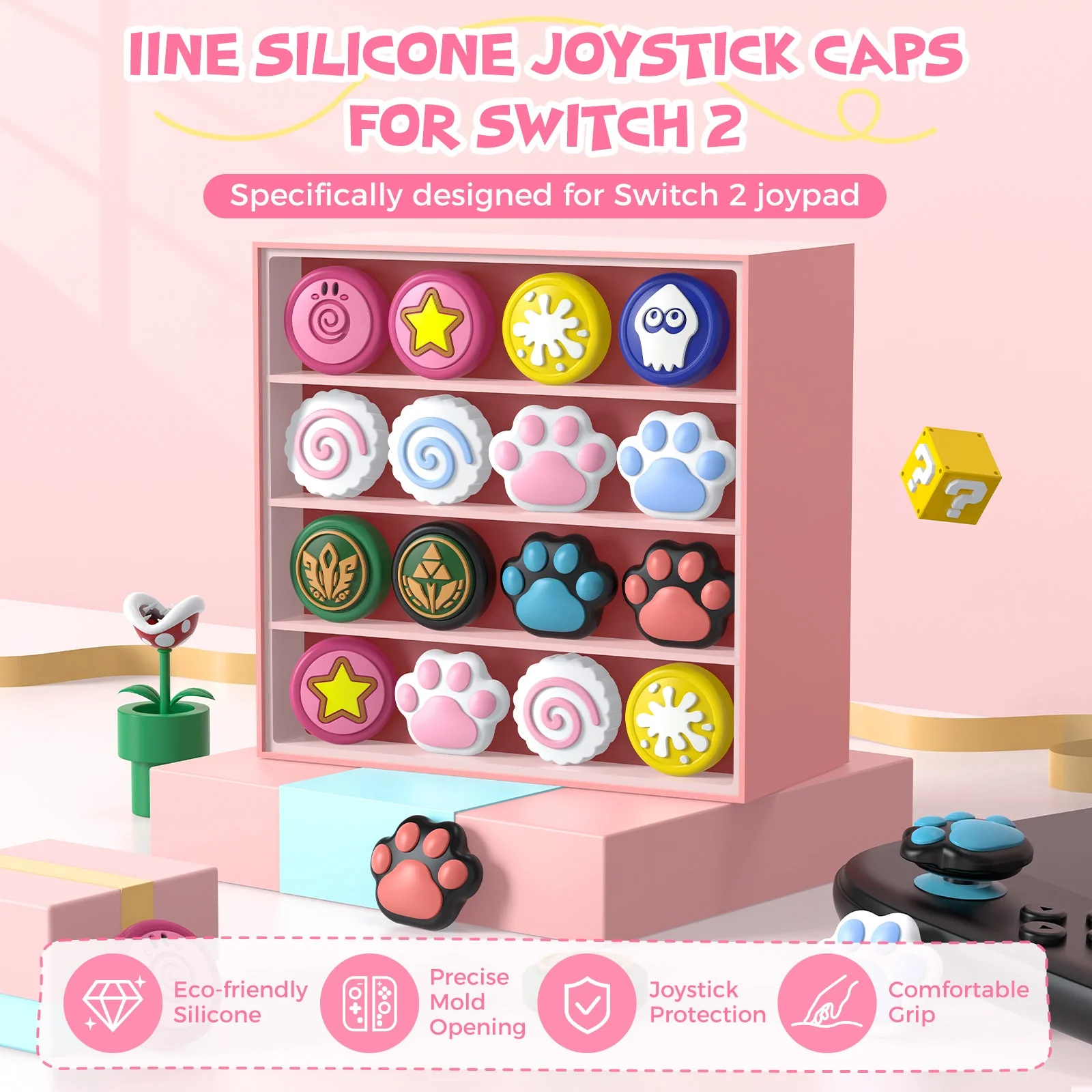 IINE Zelda Joystick Caps for Nintendo Switch 2 (Black) (L1151) - Image 2