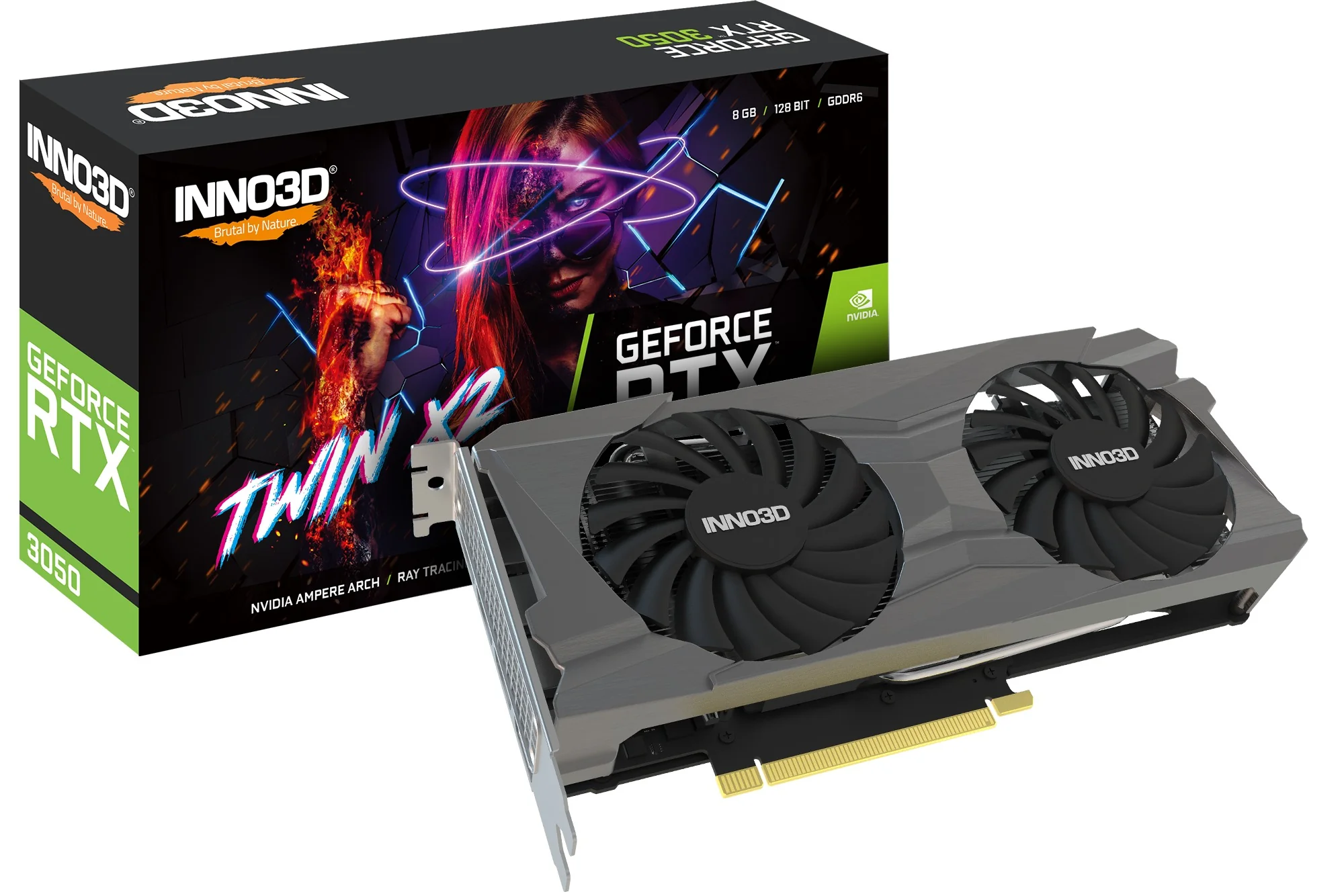 INNO3D GeForce RTX 3050 Twin X2 8GB GDDR6 Graphics Card (N30502-08D6-1190VA42) - Image 2