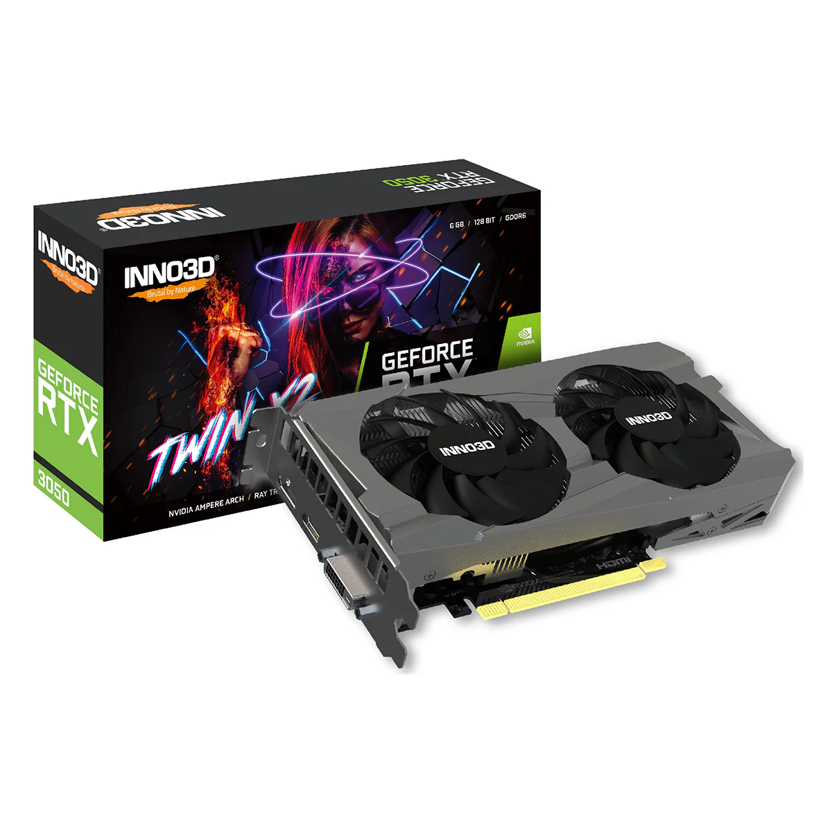 INNO3D GeForce RTX 3050 TWIN X2 V2 6GB GDDR6 Graphics Card (Black) (N30502-06D6-1880VA60)