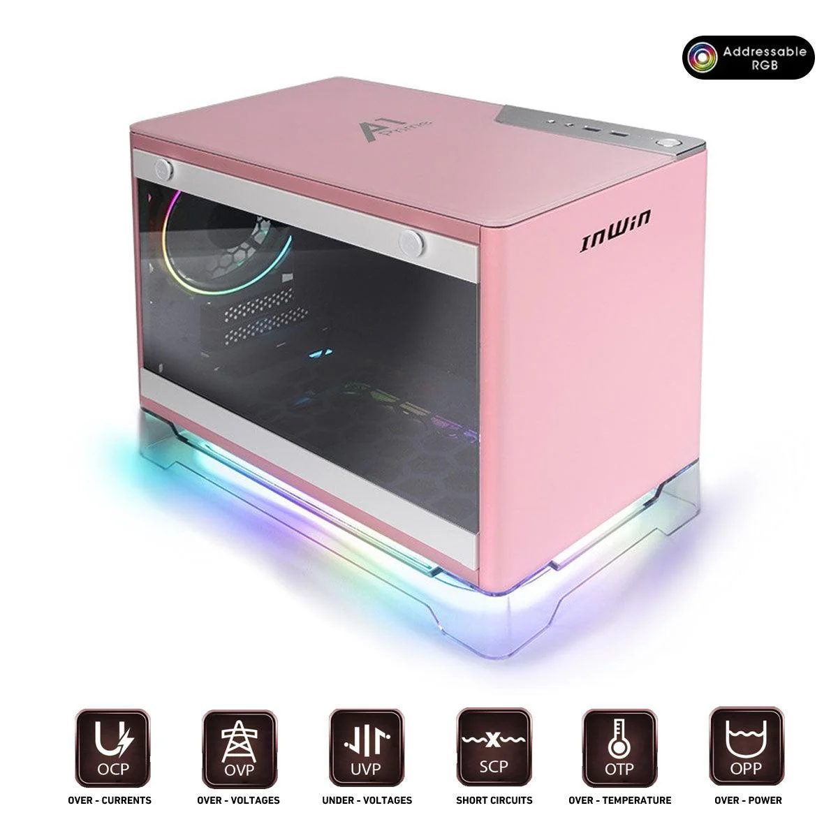 Inwin A1 Prime Mini-ITX Tower Pc Case (Pink)