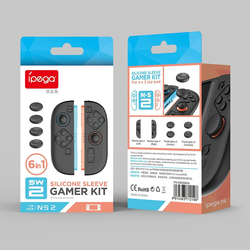 Ipega 6-in-1 Silicone Sleeve Gamer Kit for Nintendo Switch 2 (Black, Black/Grey, Blue/Orange/Black) - Image 5
