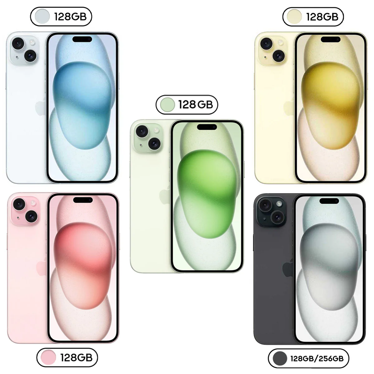 Apple iPhone 15 Plus A3094 (128GB, 256GB) (Blue, Green, Yellow, Black)