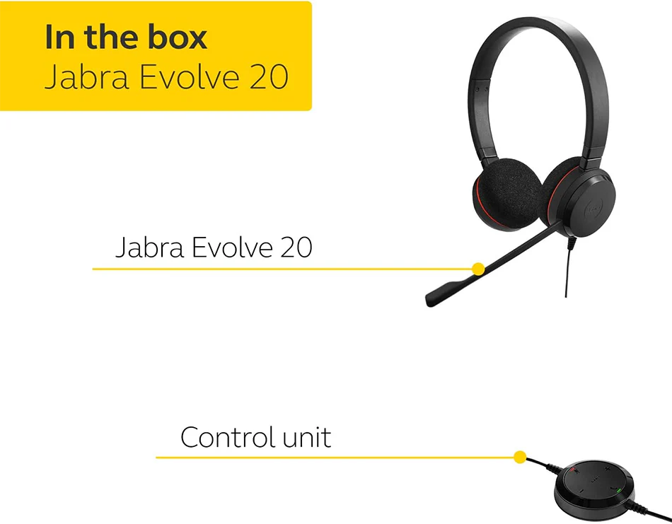 Jabra Evolve 20 MS Stereo Wired USB-C Noise-Cancelling Headset (Black) - Image 7